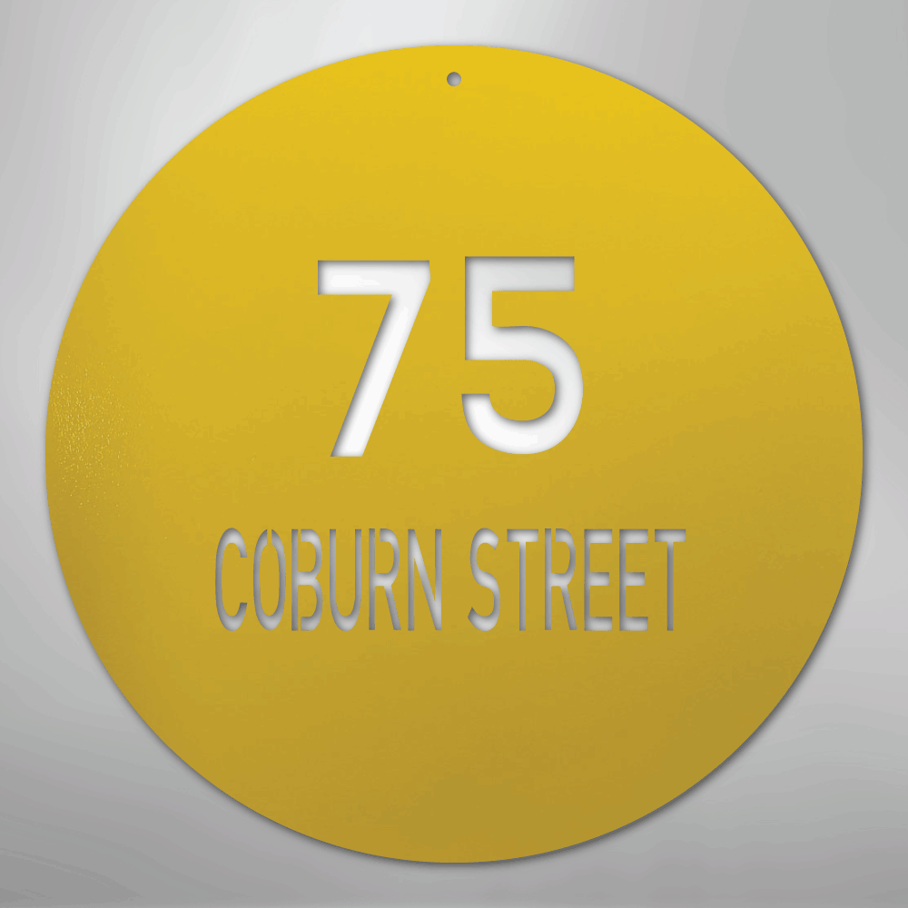 Circle Address - Steel Sign