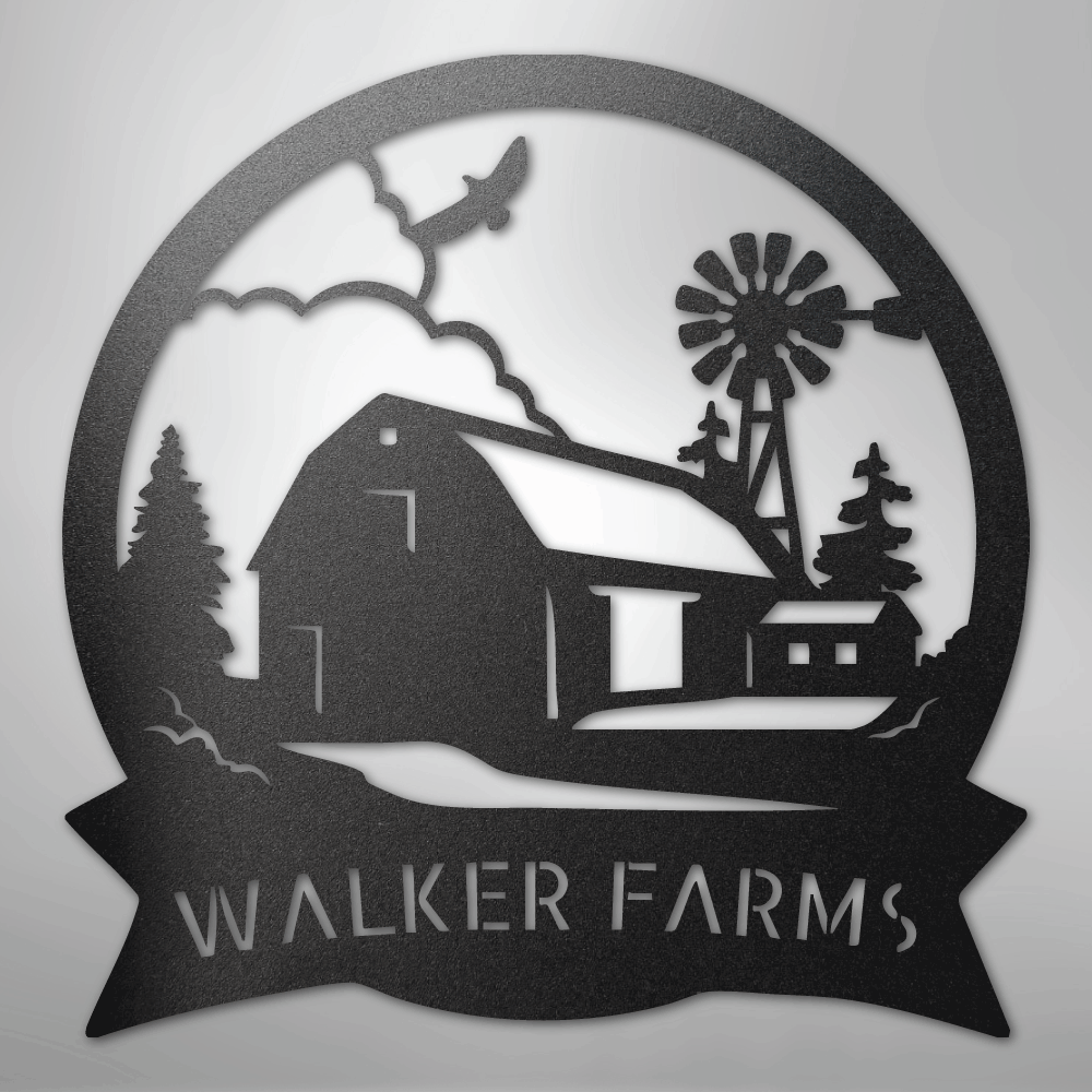 Barn House Monogram - Steel Sign