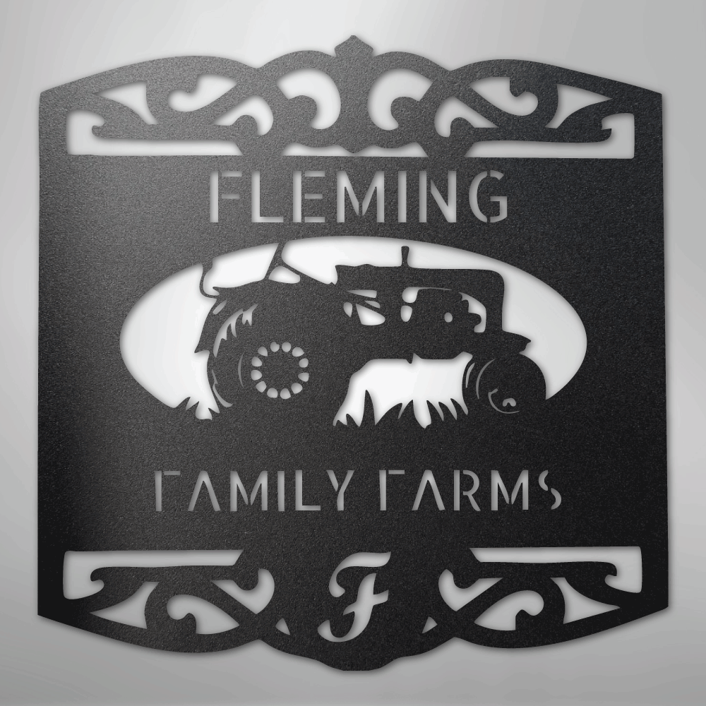 Classic Tractor Monogram - Steel Sign
