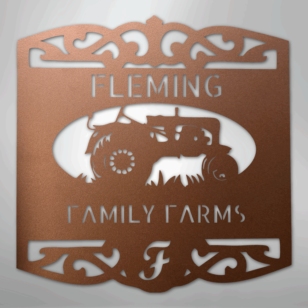 Classic Tractor Monogram - Steel Sign