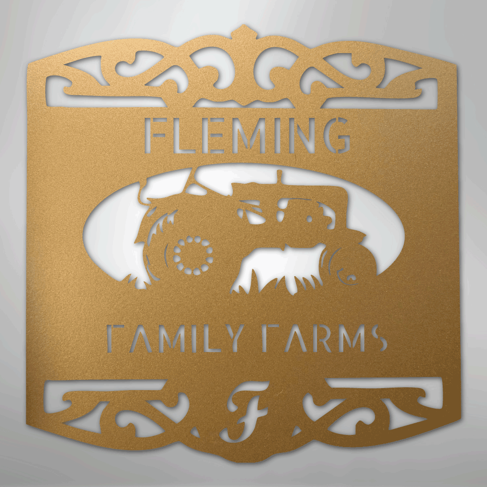 Classic Tractor Monogram - Steel Sign