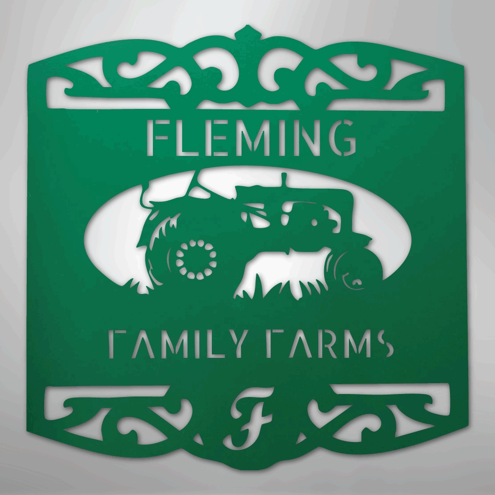 Classic Tractor Monogram - Steel Sign