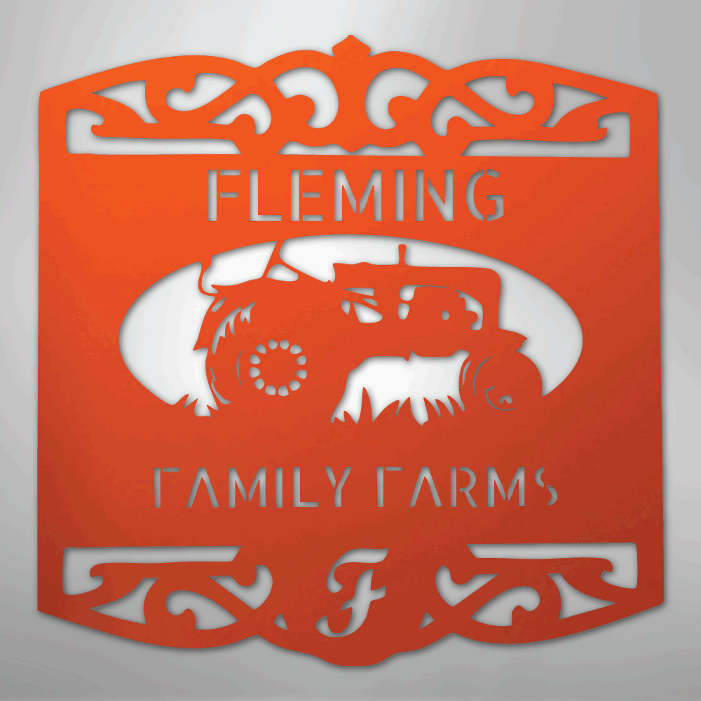 Classic Tractor Monogram - Steel Sign