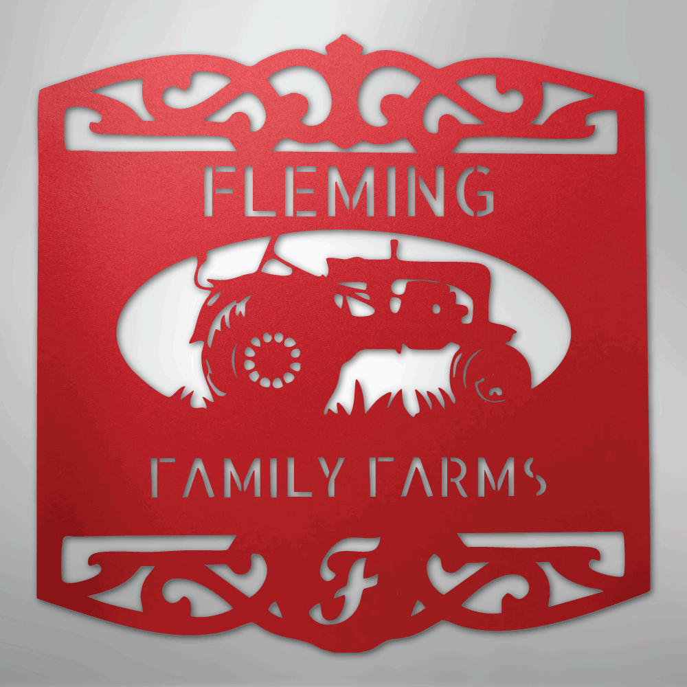 Classic Tractor Monogram - Steel Sign