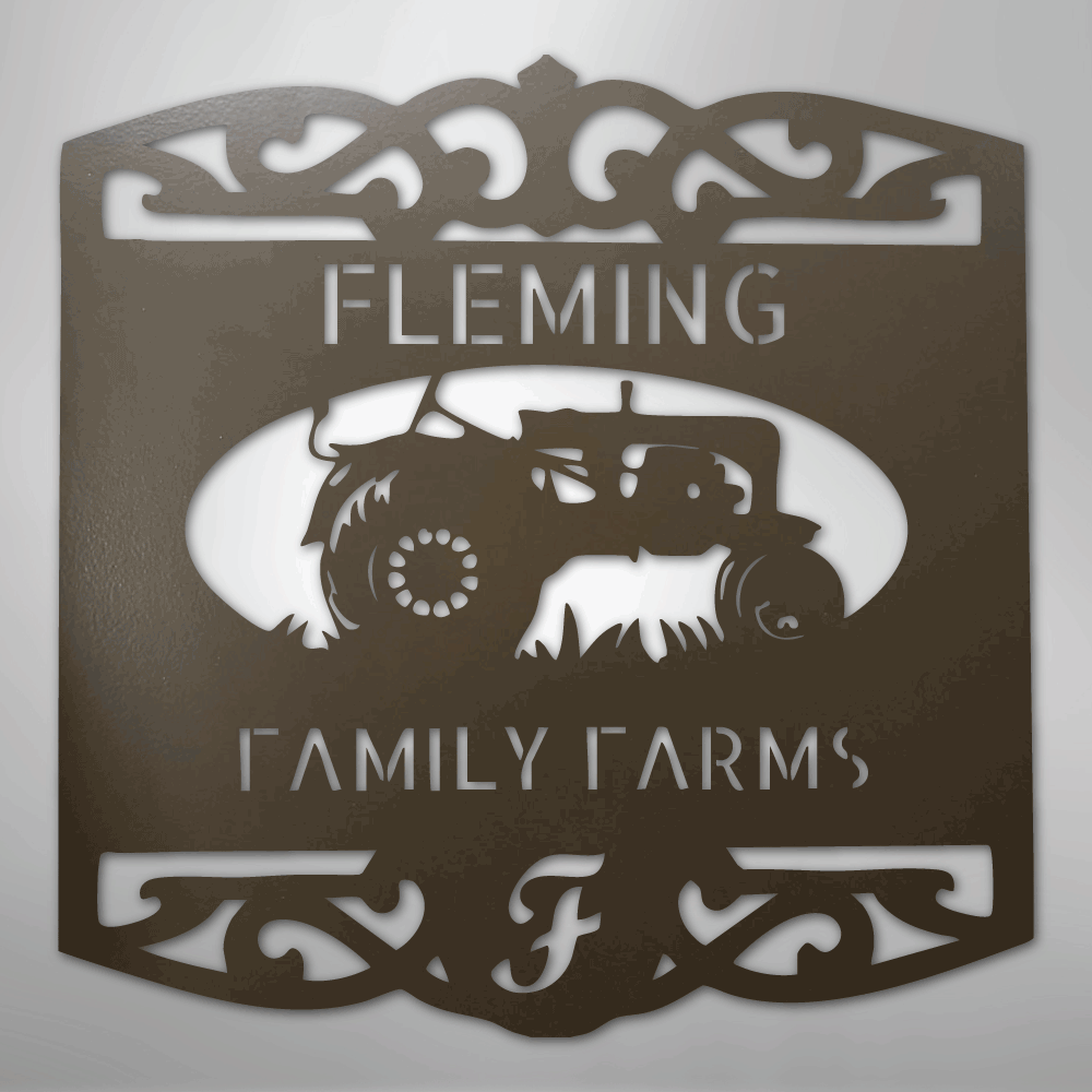 Classic Tractor Monogram - Steel Sign