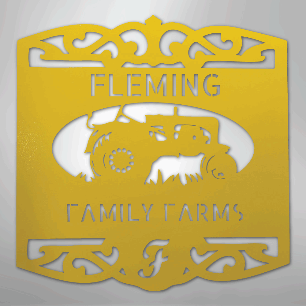 Classic Tractor Monogram - Steel Sign