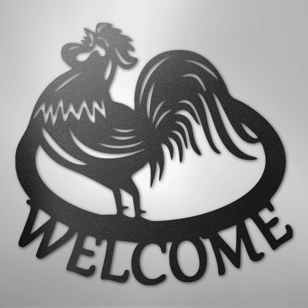 Welcome Rooster - Steel Sign