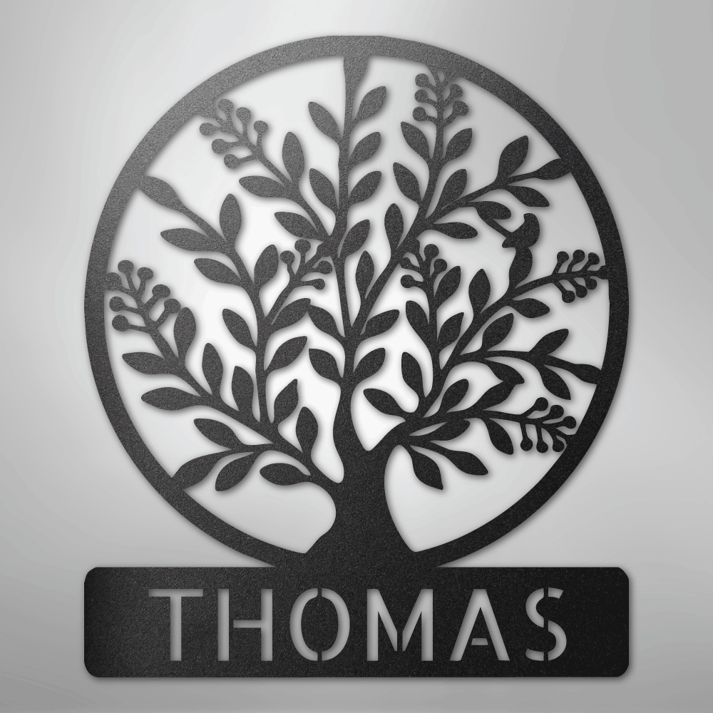 Simple Tree Monogram - Steel Sign