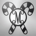 Candy Cane Initial Monogram - Steel Sign
