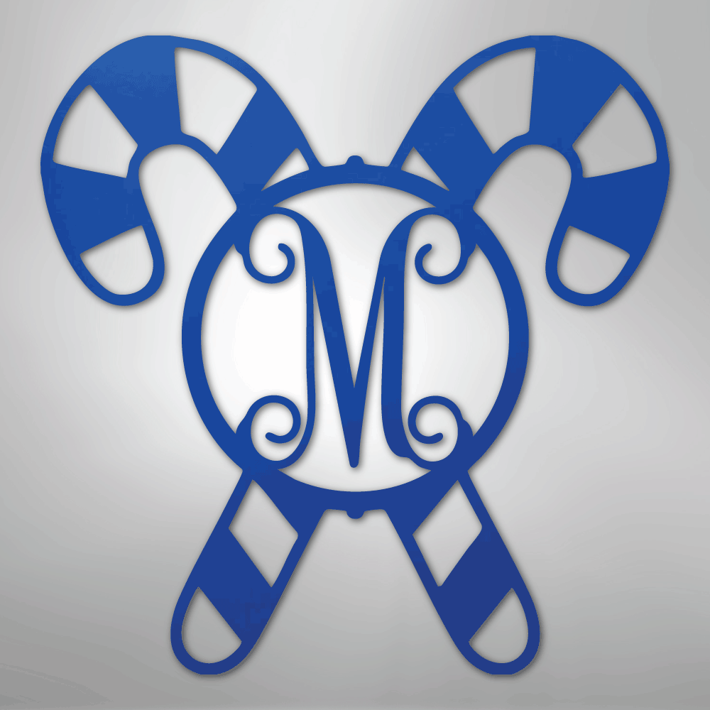 Candy Cane Initial Monogram - Steel Sign