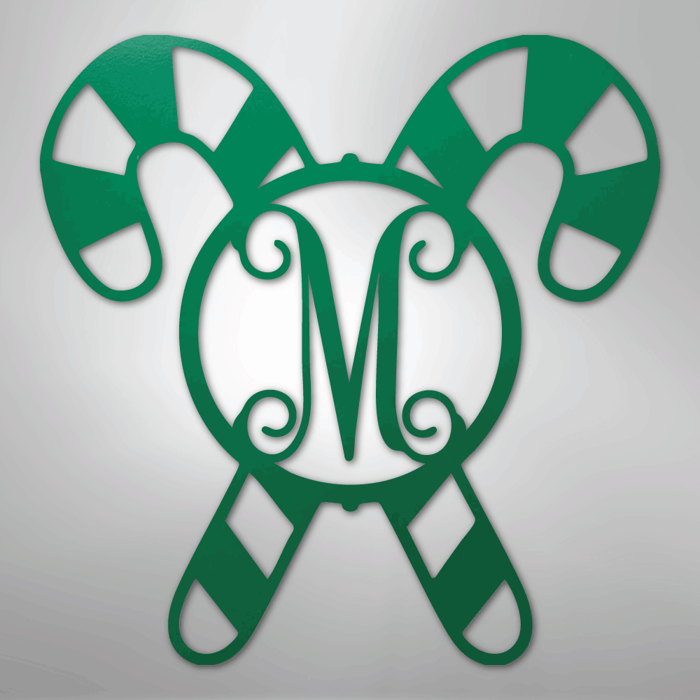 Candy Cane Initial Monogram - Steel Sign