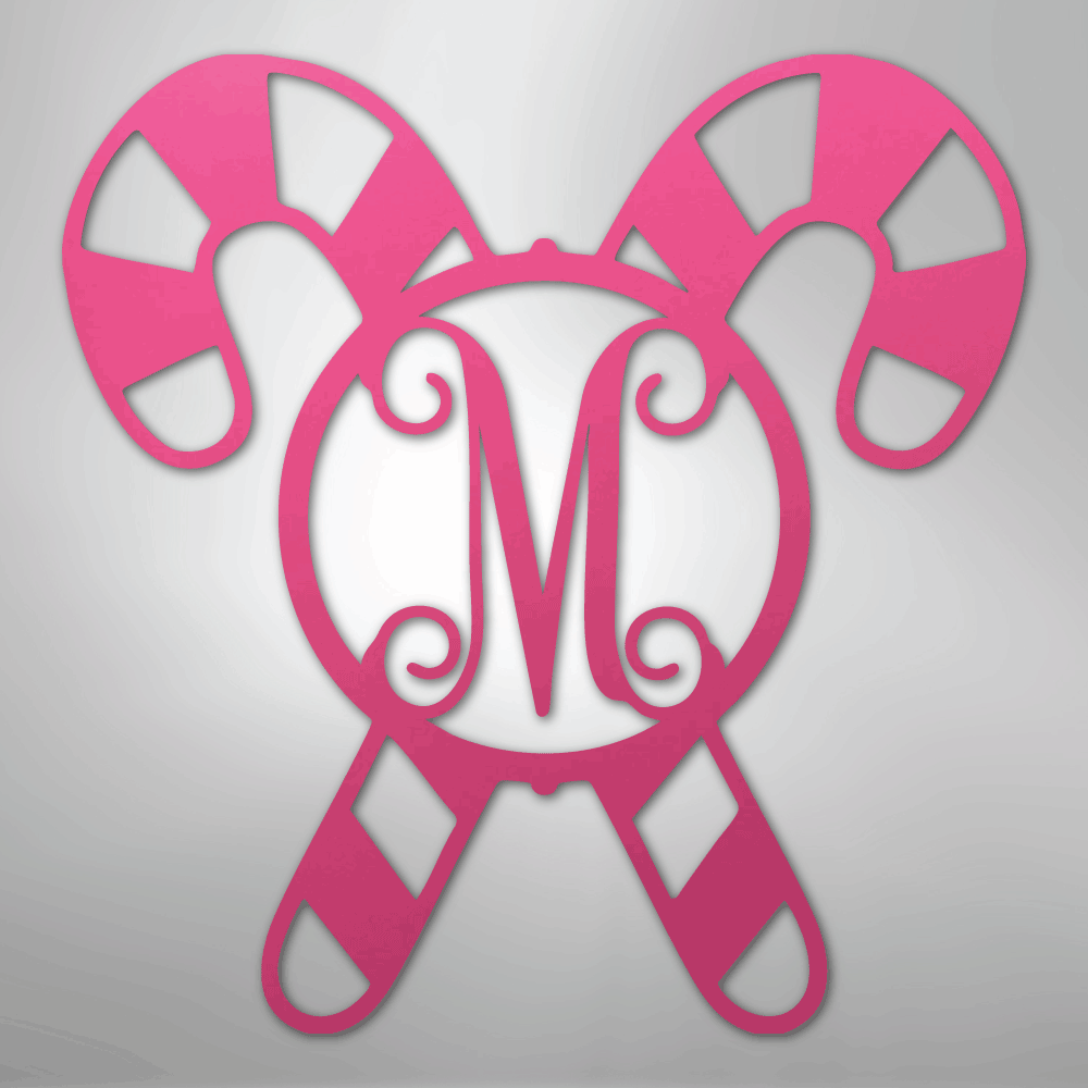 Candy Cane Initial Monogram - Steel Sign