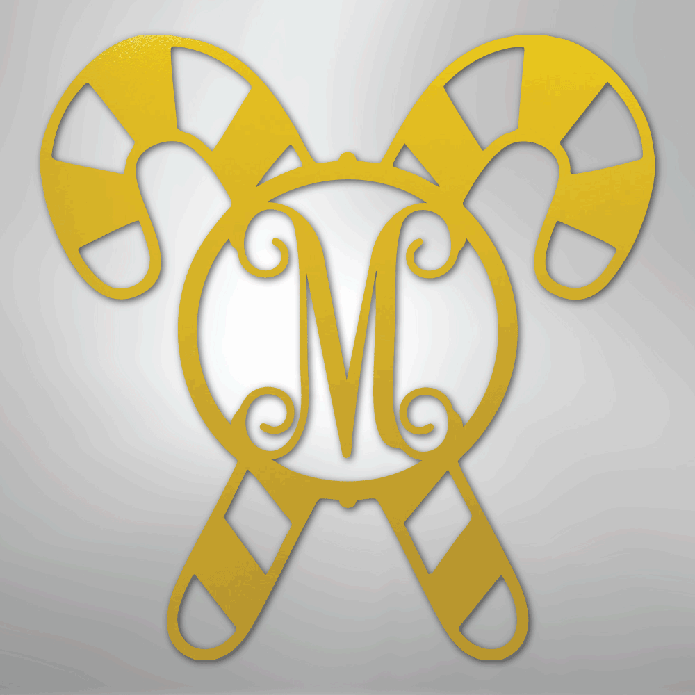 Candy Cane Initial Monogram - Steel Sign
