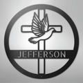 Dove and Cross Monogram - Steel Sign