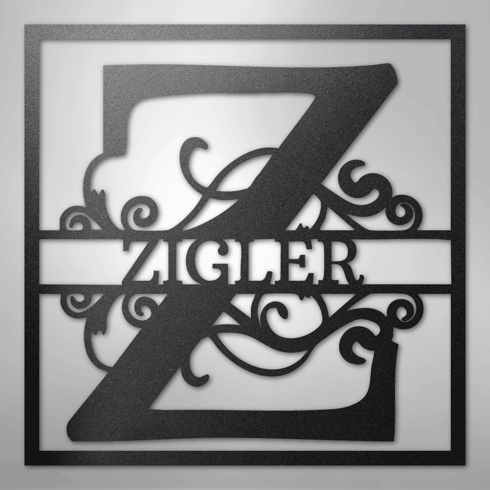 Split Square Monogram - Steel Sign