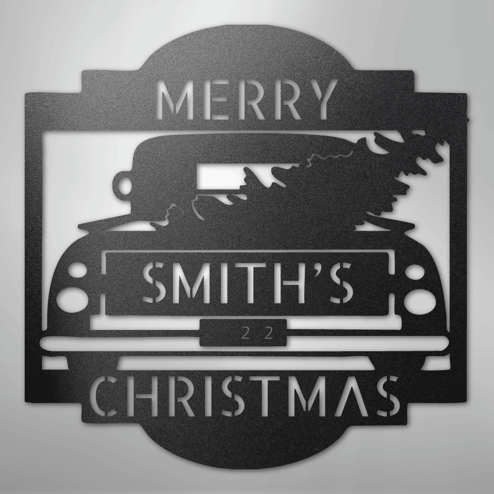 Christmas Truck Monogram - Steel Sign