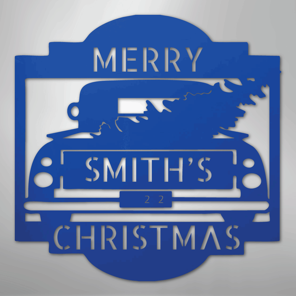 Christmas Truck Monogram - Steel Sign