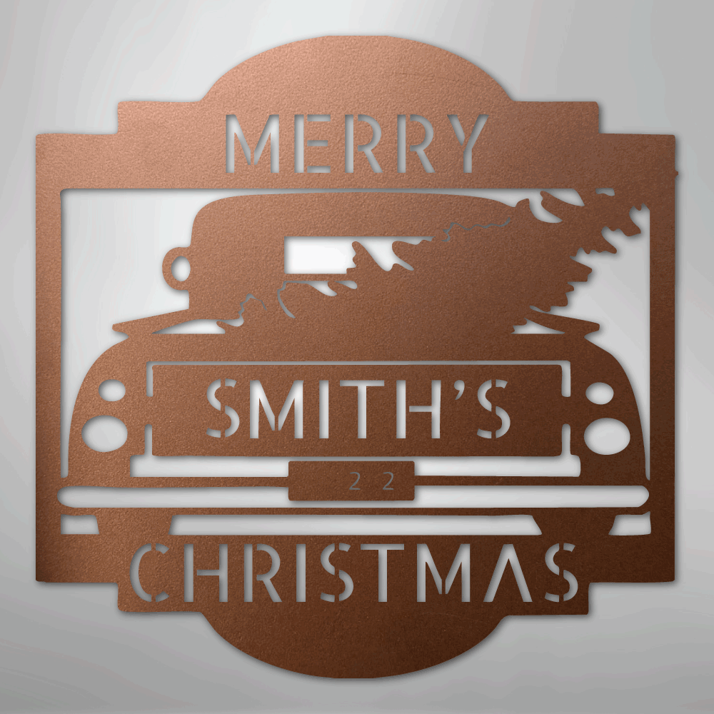 Christmas Truck Monogram - Steel Sign