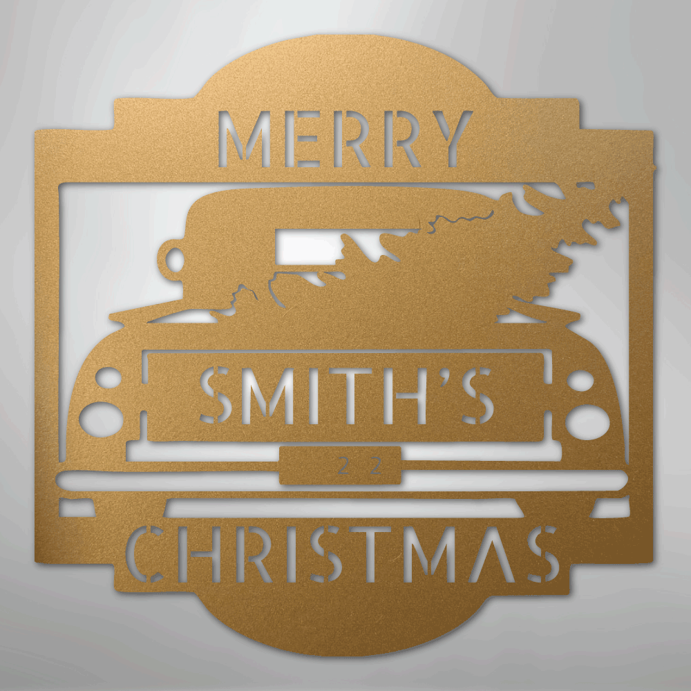 Christmas Truck Monogram - Steel Sign