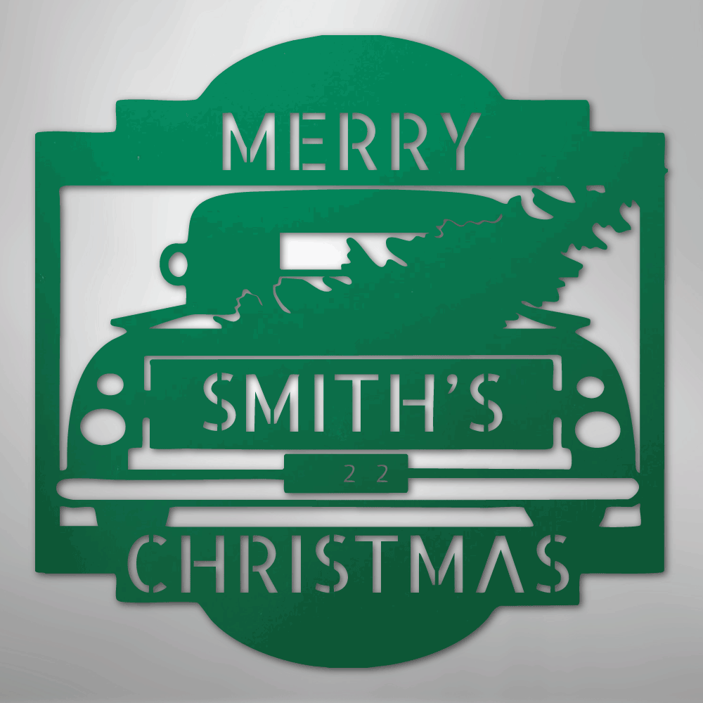 Christmas Truck Monogram - Steel Sign