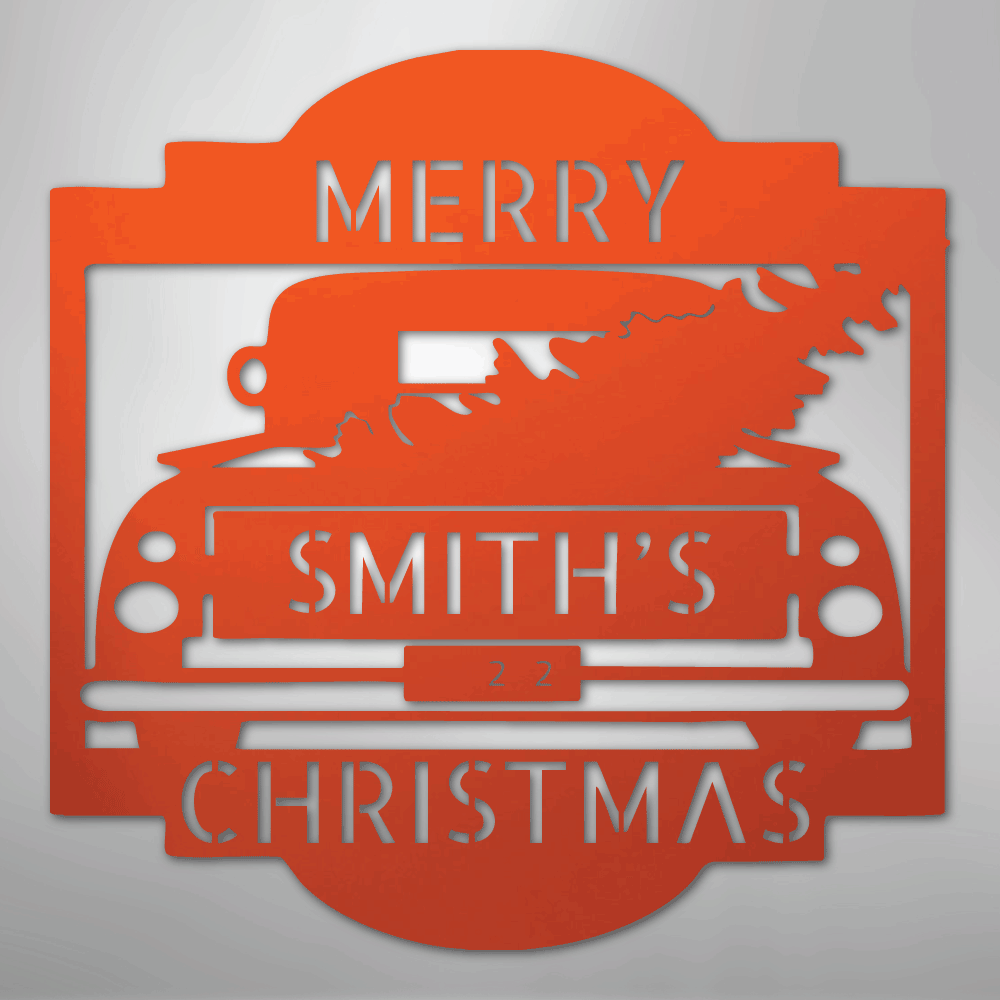 Christmas Truck Monogram - Steel Sign