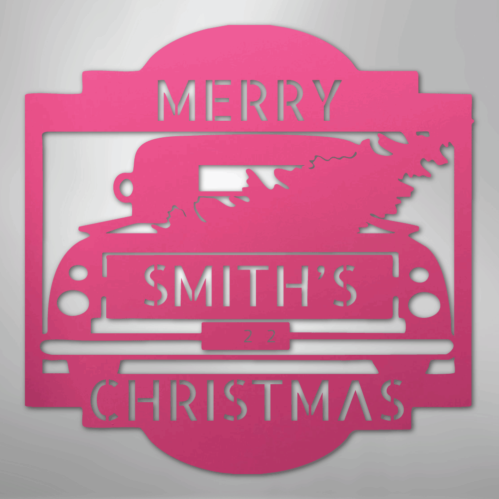 Christmas Truck Monogram - Steel Sign
