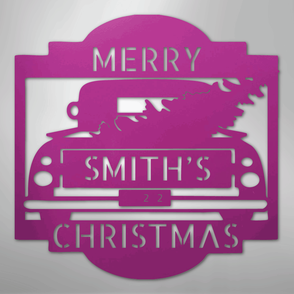 Christmas Truck Monogram - Steel Sign