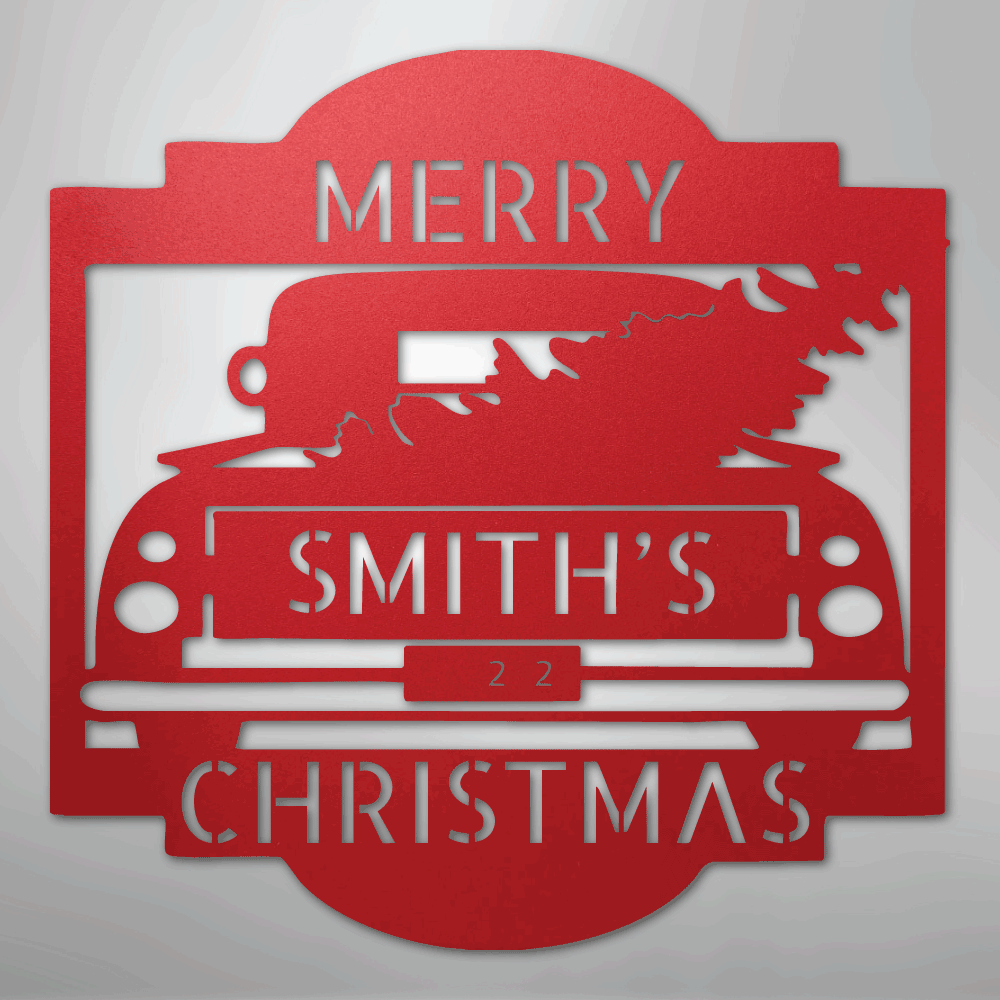 Christmas Truck Monogram - Steel Sign