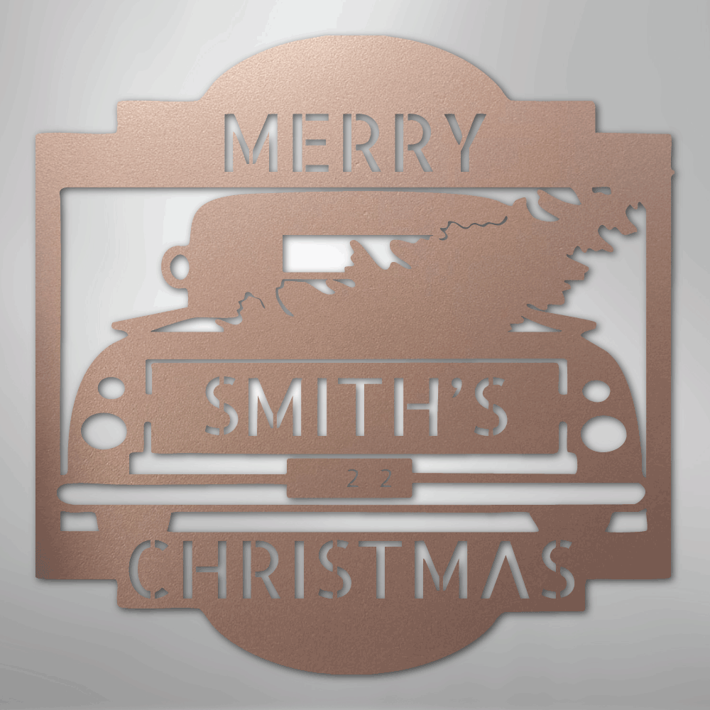 Christmas Truck Monogram - Steel Sign