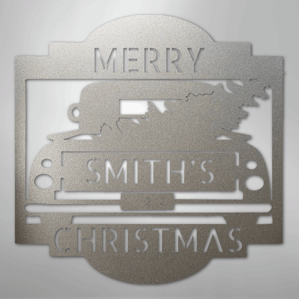 Christmas Truck Monogram - Steel Sign
