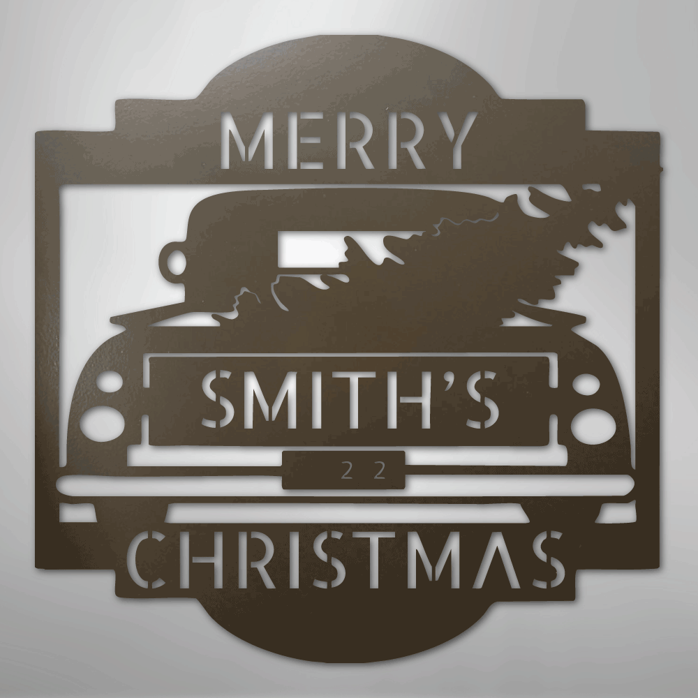 Christmas Truck Monogram - Steel Sign