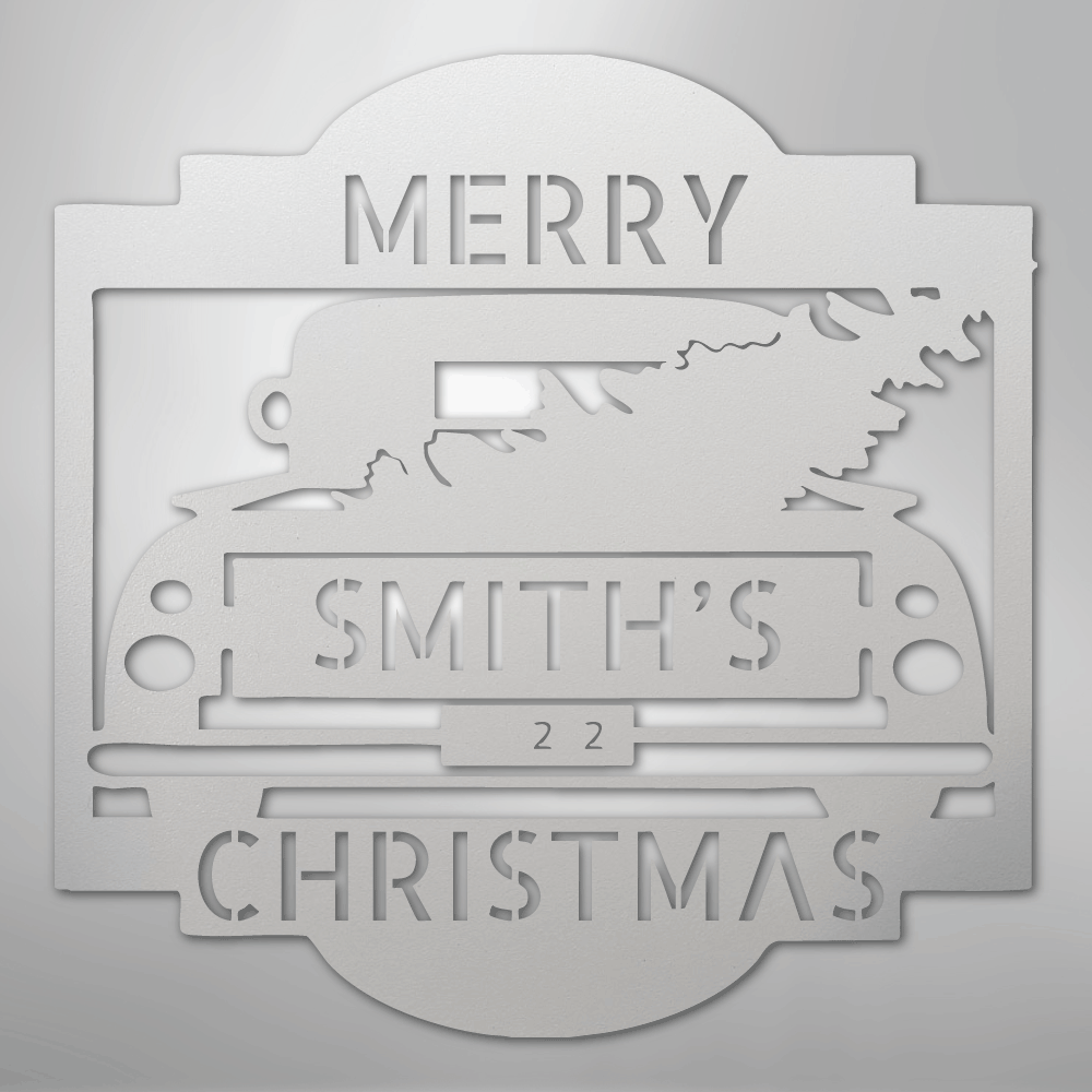 Christmas Truck Monogram - Steel Sign