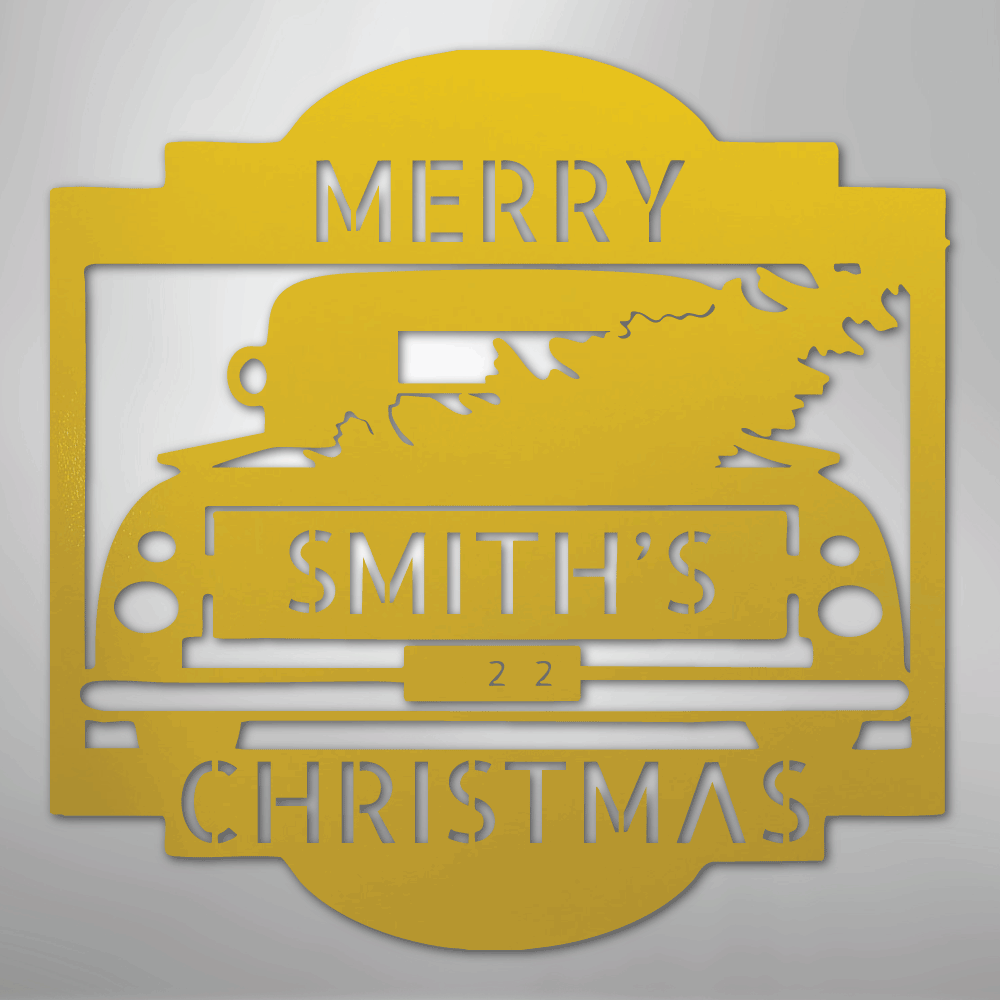 Christmas Truck Monogram - Steel Sign