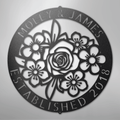 Floral Ring Monogram - Steel Sign