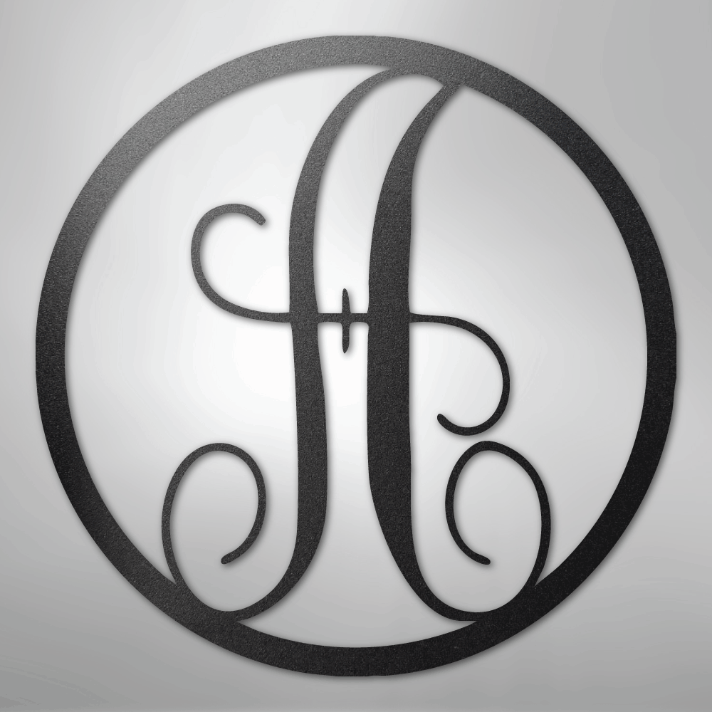 Fancy Initial Circle Monogram - Steel sign