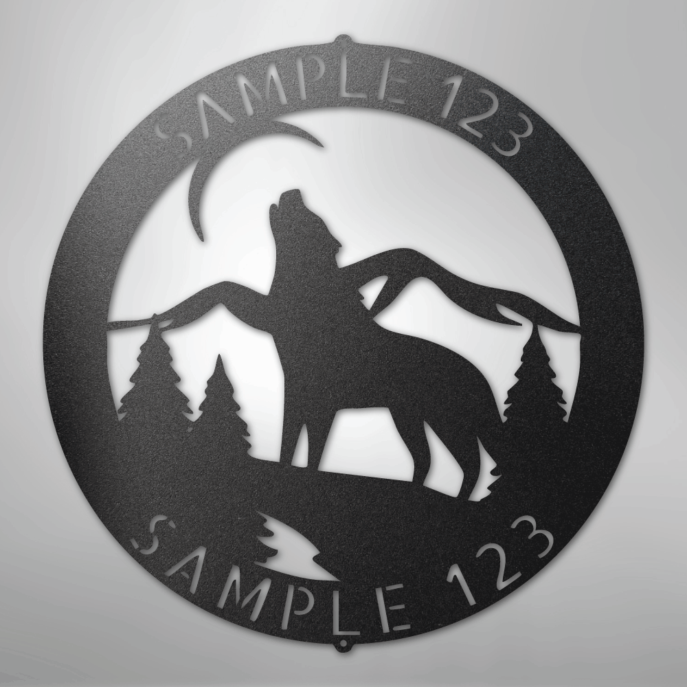 Howling Wolf Monogram - Steel Sign