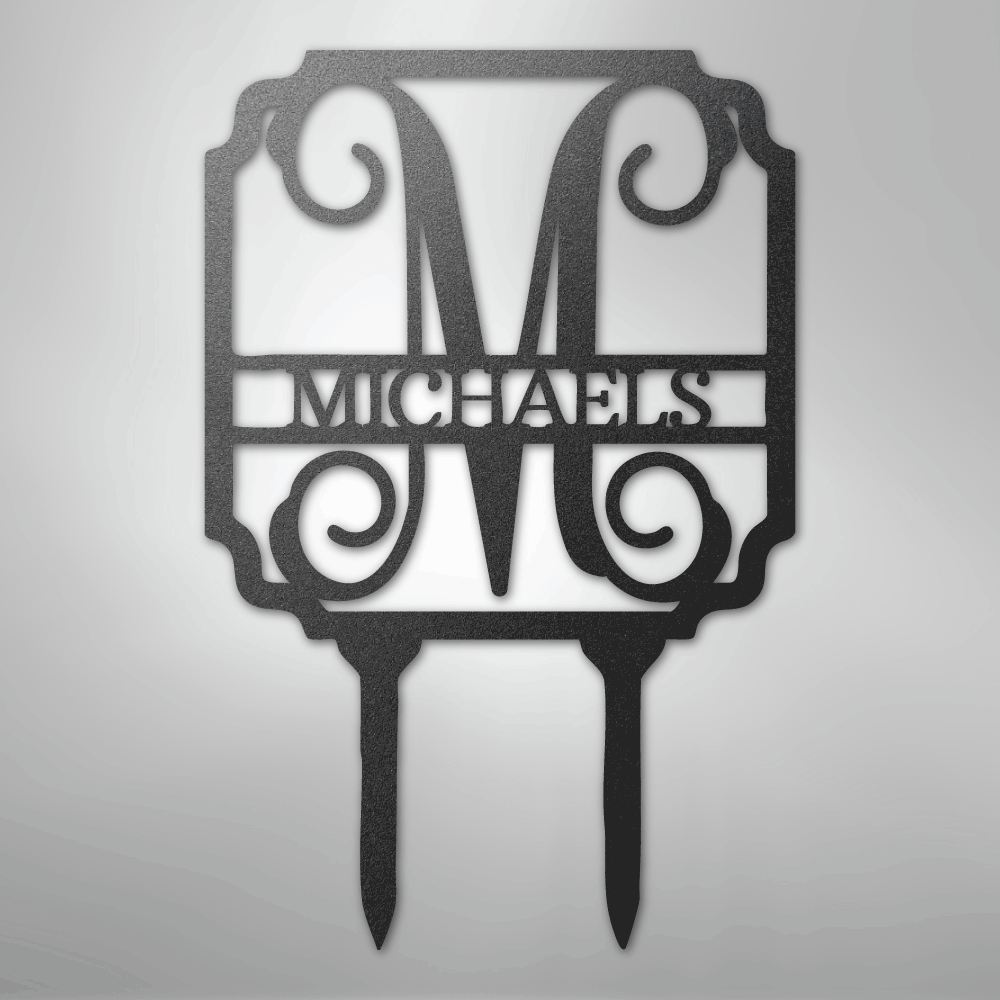 Vine Stake Monogram - Steel Sign