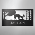 Grazing Deer Monogram- Steel Sign