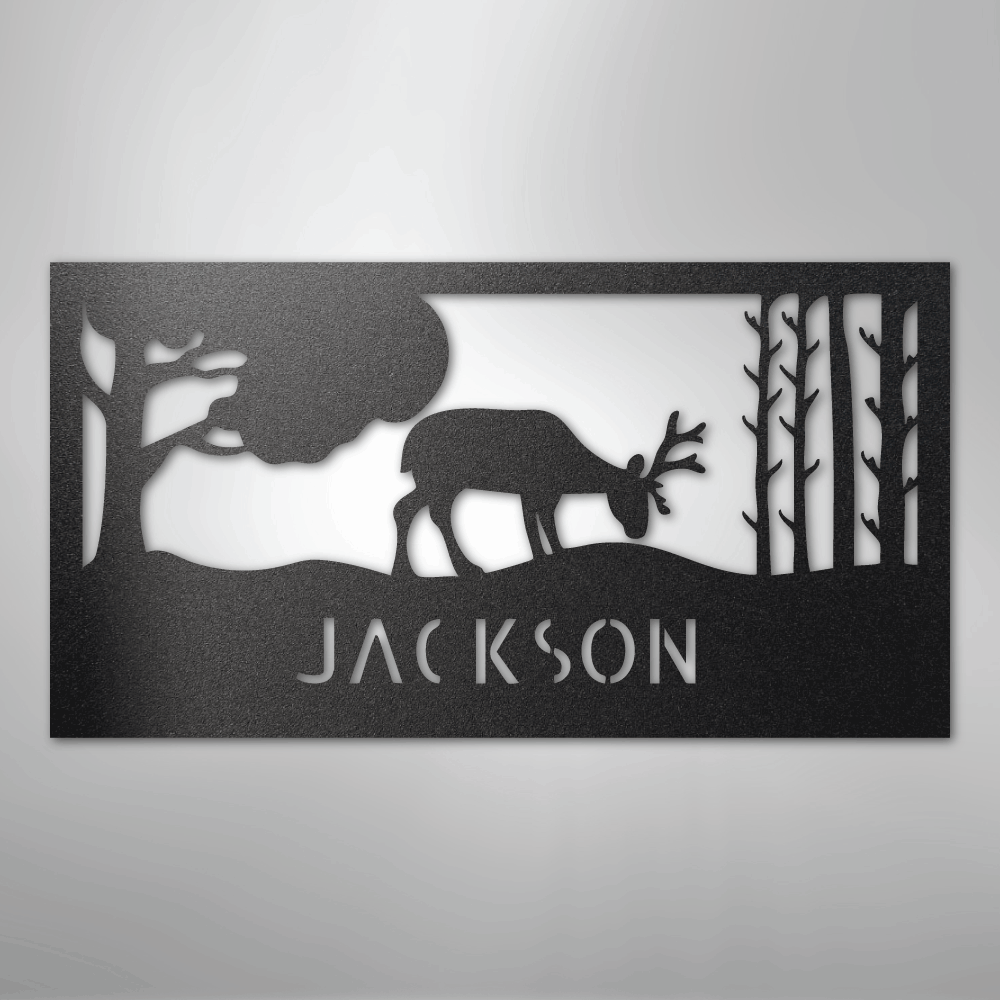 Grazing Deer Monogram- Steel Sign