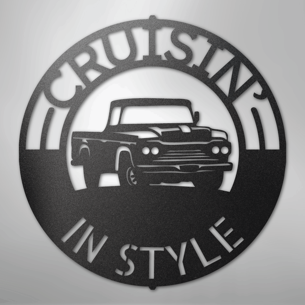Classic Pickup Truck Monogram - Steel Sign