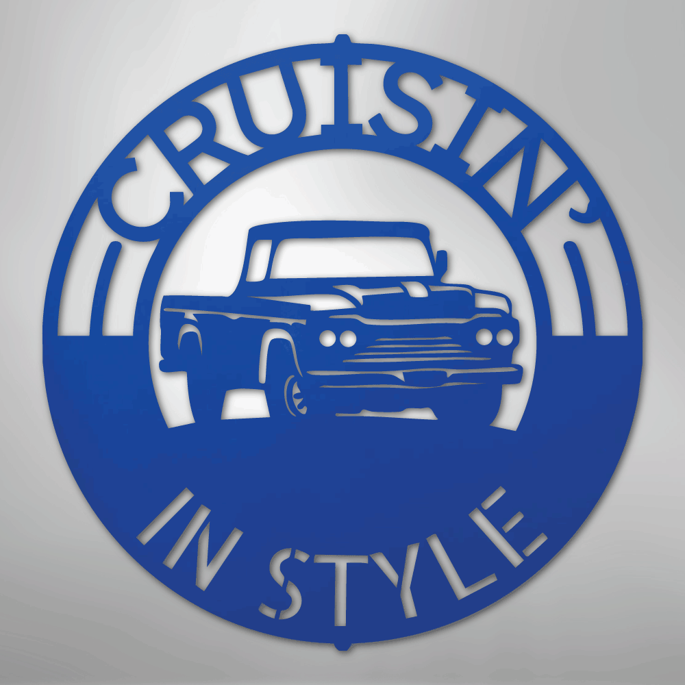 Classic Pickup Truck Monogram - Steel Sign