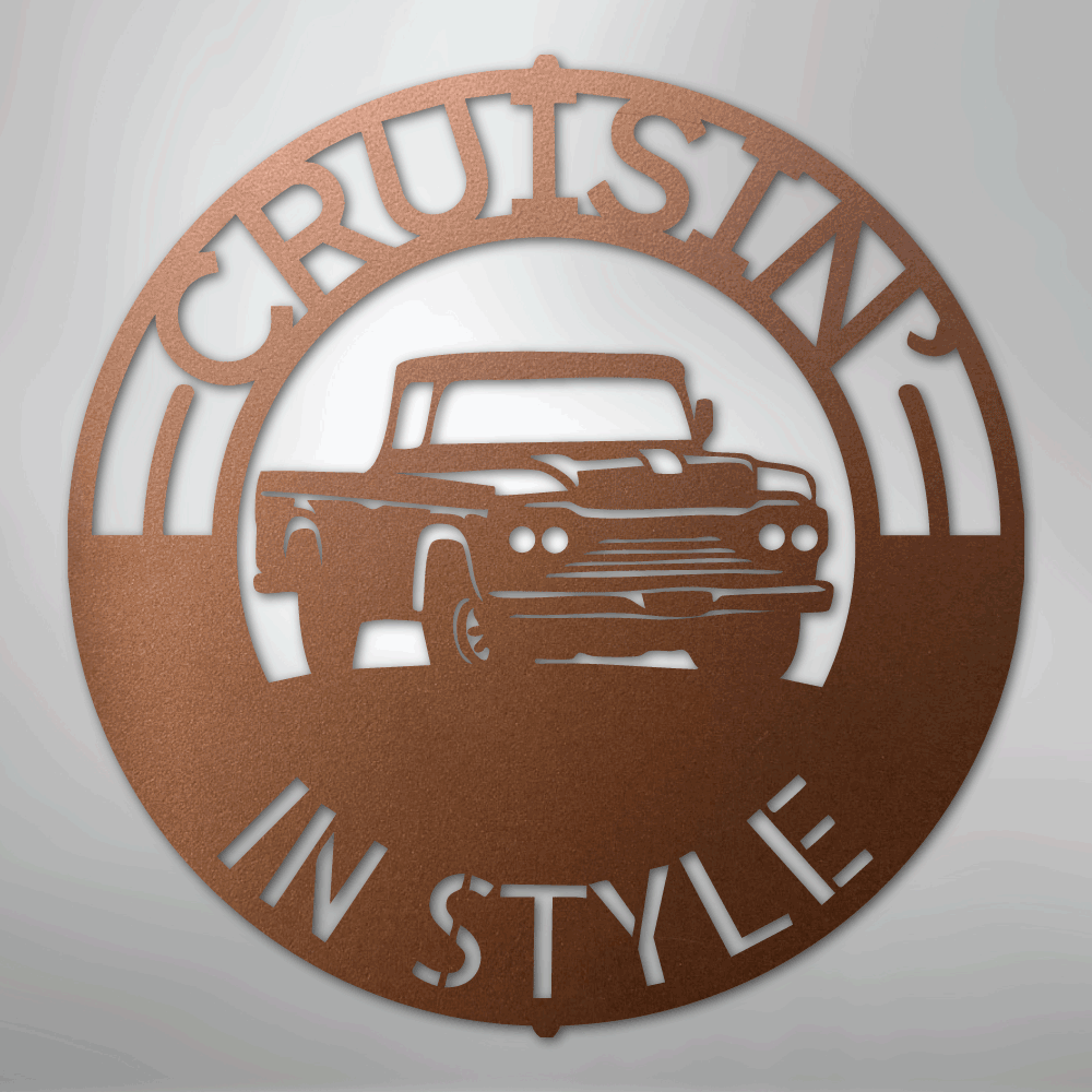 Classic Pickup Truck Monogram - Steel Sign