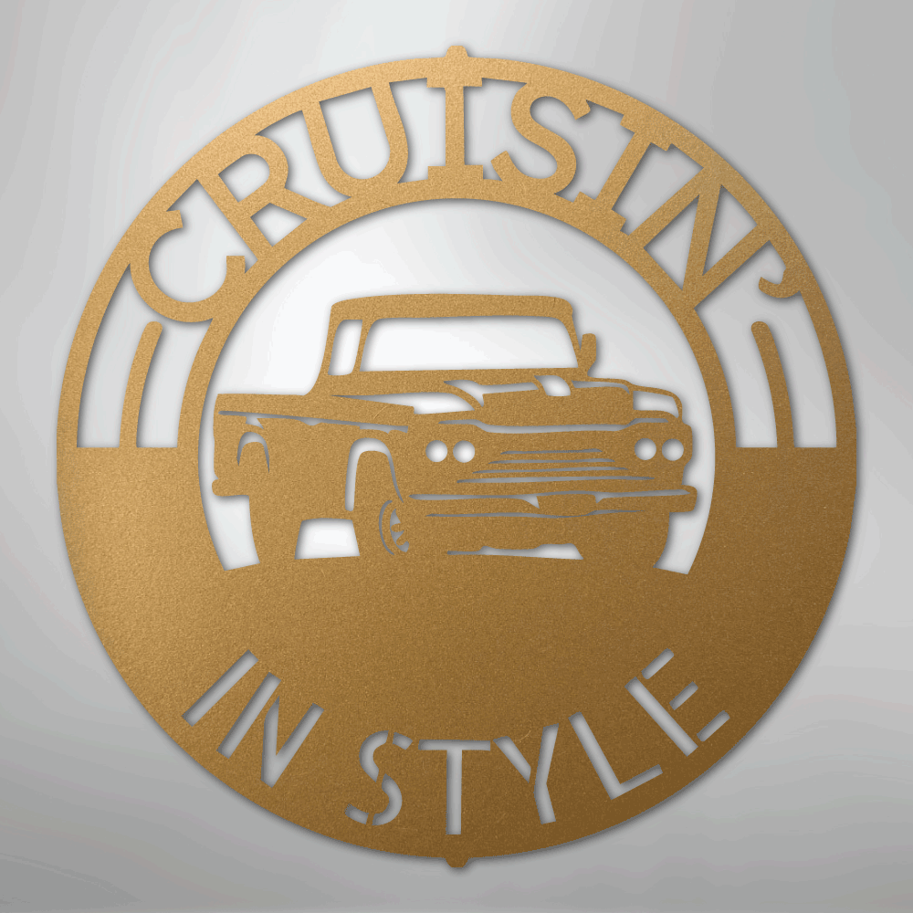 Classic Pickup Truck Monogram - Steel Sign