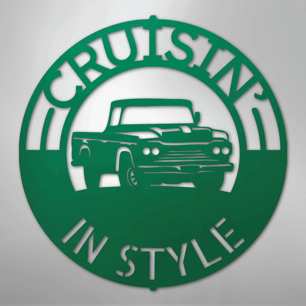 Classic Pickup Truck Monogram - Steel Sign