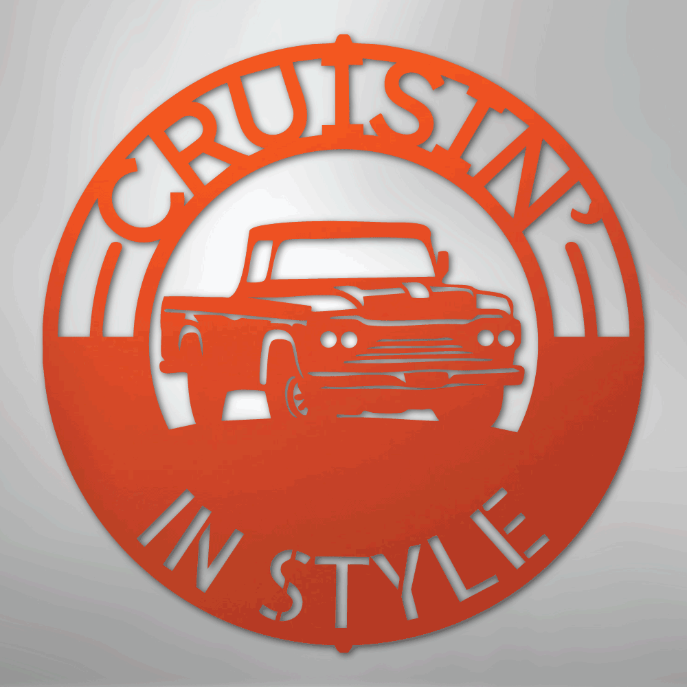 Classic Pickup Truck Monogram - Steel Sign