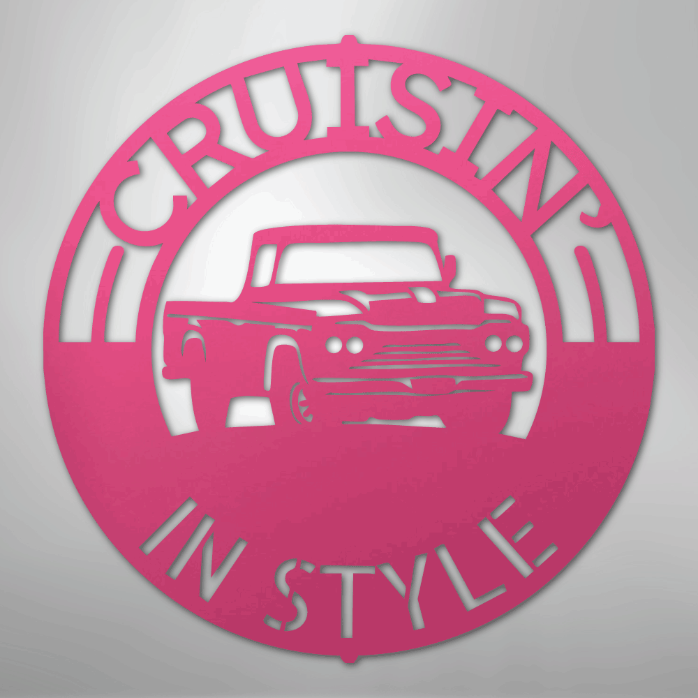 Classic Pickup Truck Monogram - Steel Sign