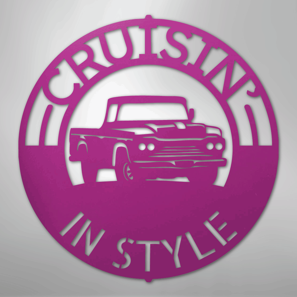 Classic Pickup Truck Monogram - Steel Sign