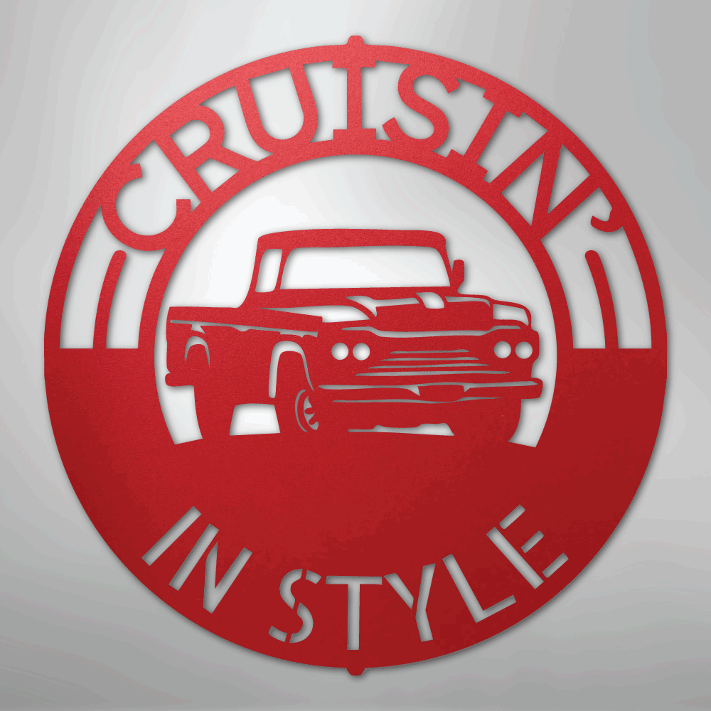Classic Pickup Truck Monogram - Steel Sign