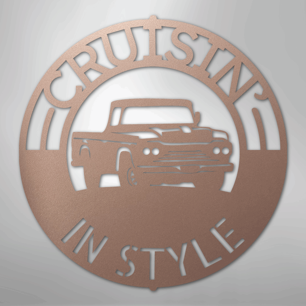 Classic Pickup Truck Monogram - Steel Sign