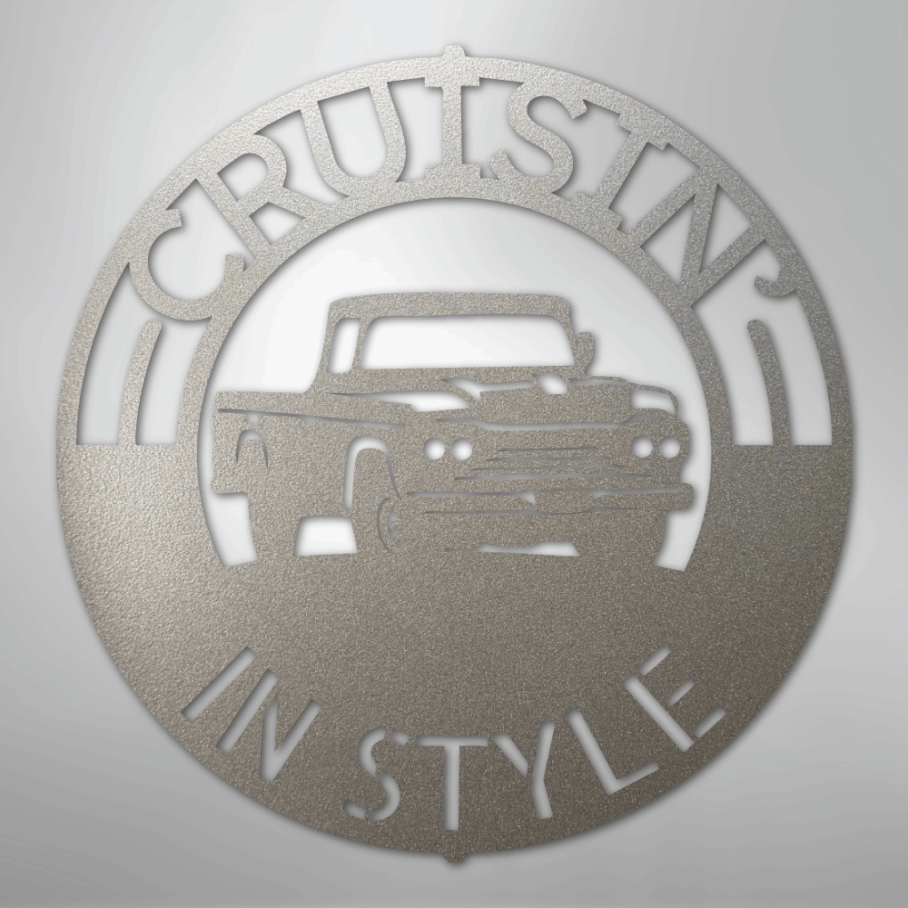 Classic Pickup Truck Monogram - Steel Sign